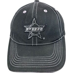 PBR Girl Black Baseball Cap Hat Rhinestone Star Design Adjustable Fit OSFA